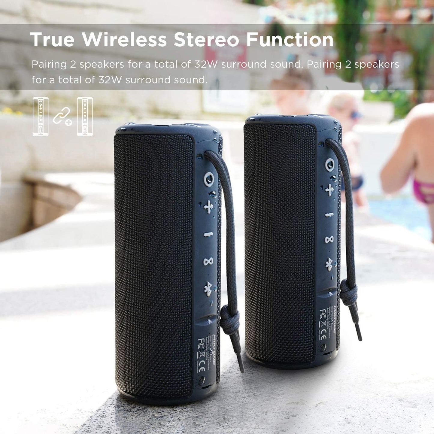 Portable Waterproof Bluetooth Speaker (Black)